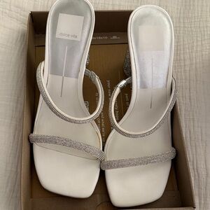 Dolce Vita Noles White Heels with Silver Rhinestone Details